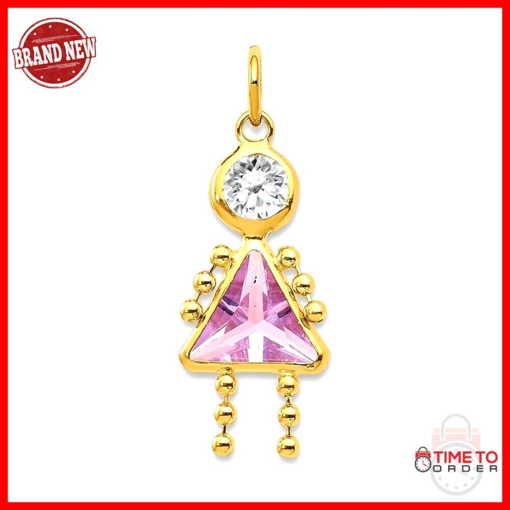 10K Gold Birthstone Charm Pendant for Necklace or Bracelet 20mm